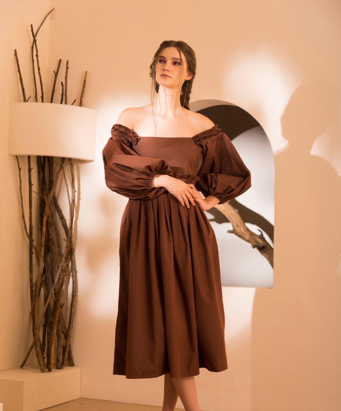 LARA DRESS - BROWN
