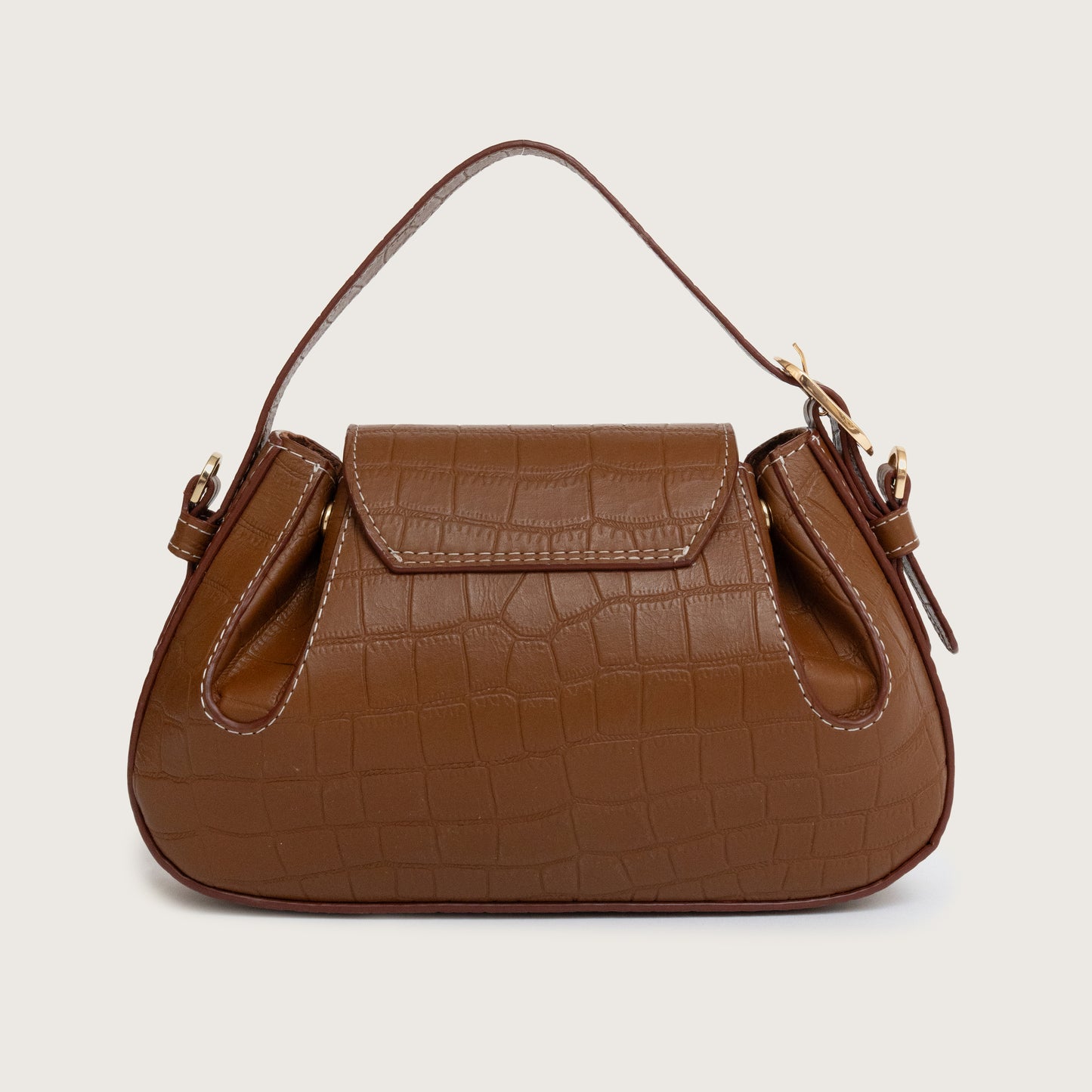 OLINA TOP HANDLE BAG - Brown Croco