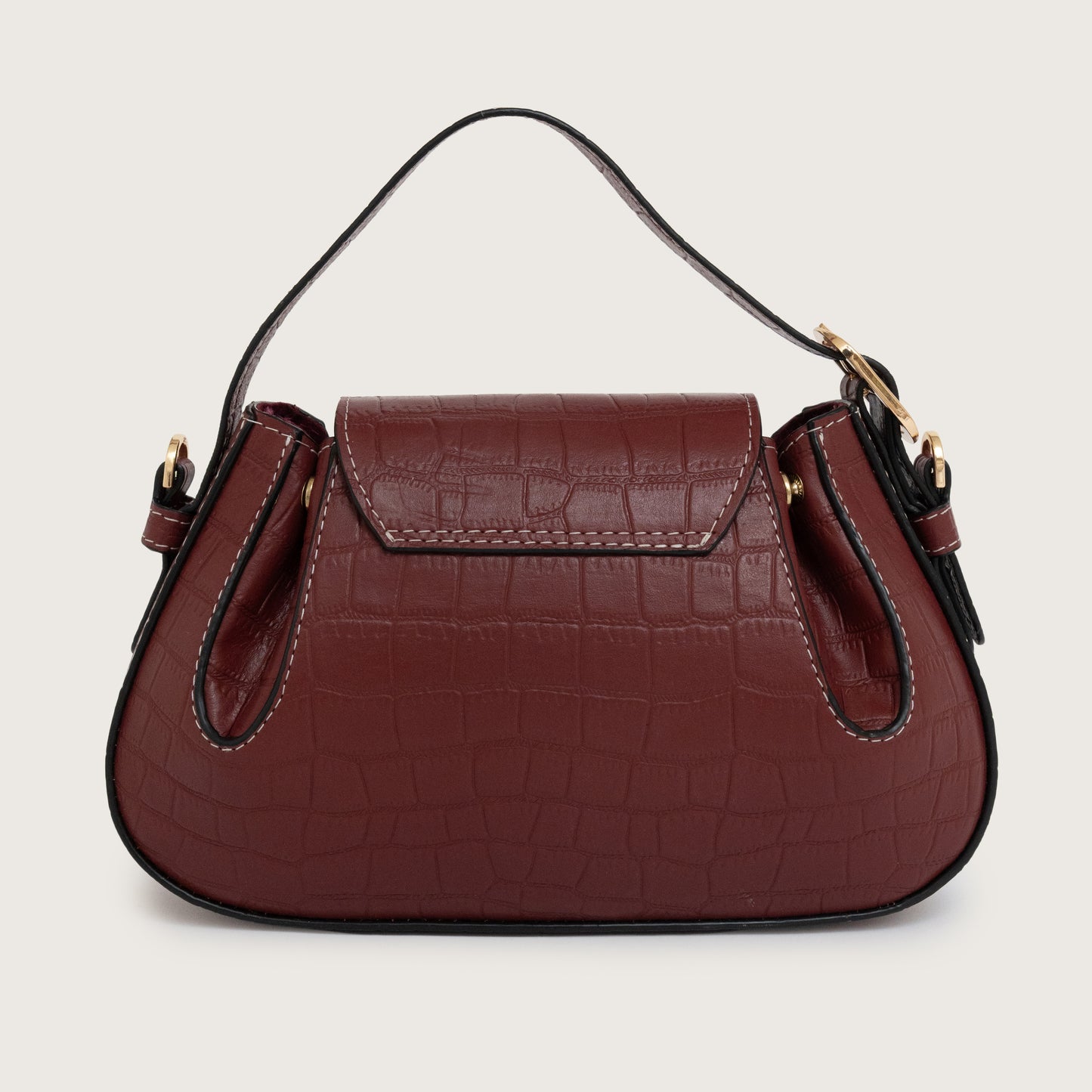 OLINA TOP HANDLE BAG - Maroon Croco