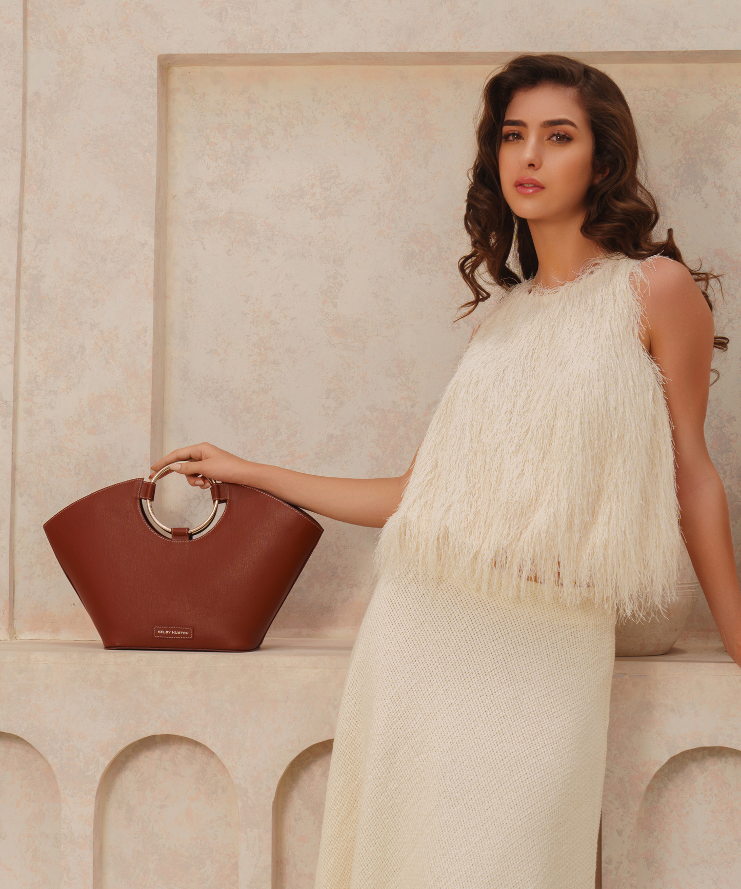 LIORA TOP HANDLE BAG - BROWN