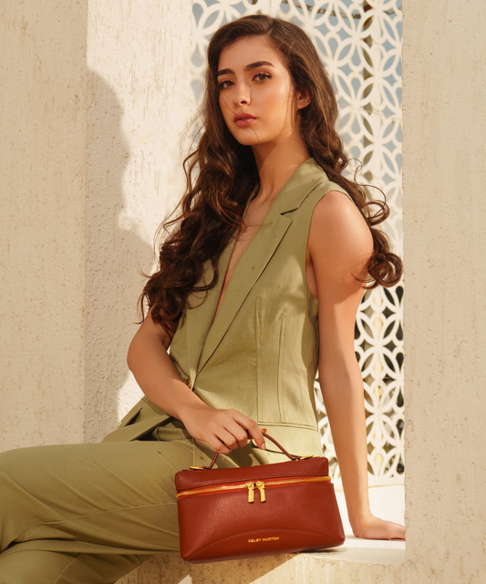 CIEL TOP HANDLE BAG - BROWN