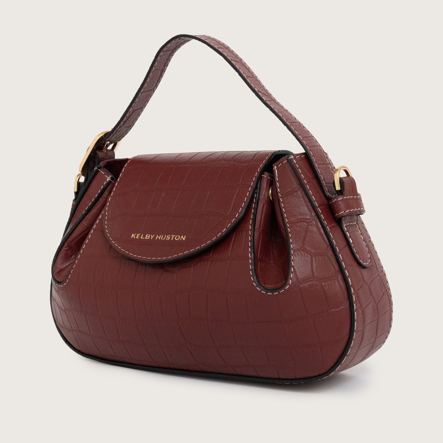 OLINA TOP HANDLE BAG - Maroon Croco